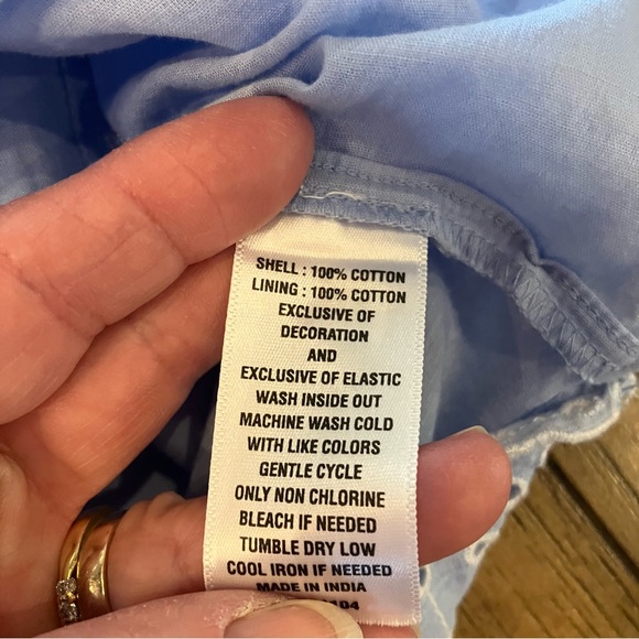 Crown & Ivy Light Blue 100% Cotton Smocked Eyelet Summer Dress, size Large - Picture 7 of 11